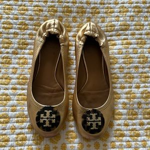 Tory Burch gold Reva flats size 8.5